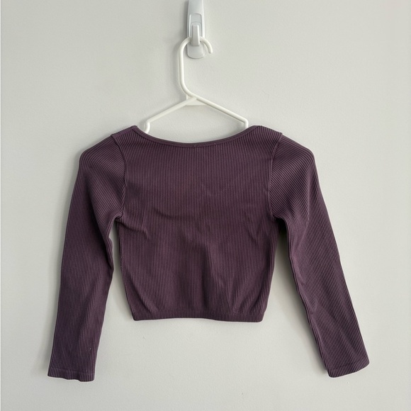 Zara Ribbed Mauve Crop Top - Picture 2 of 3